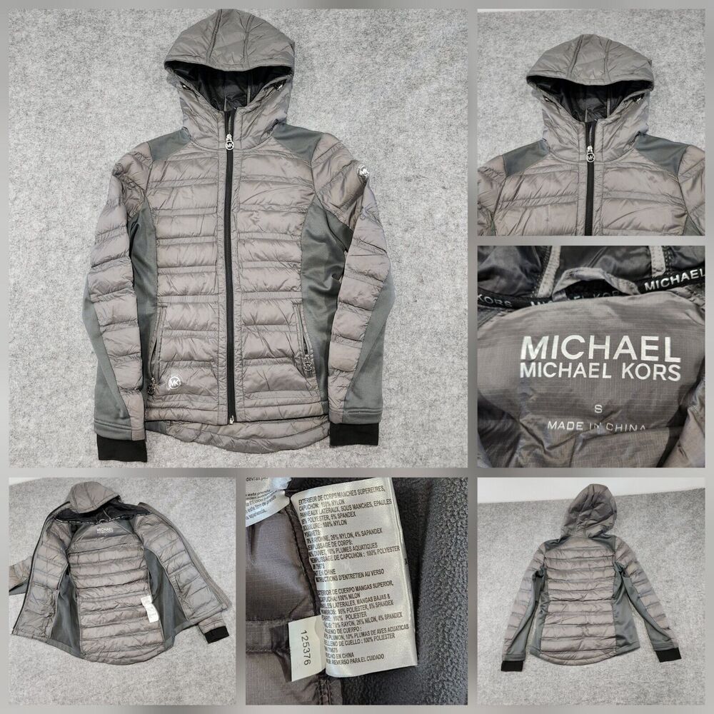 Michael Kors Womens S Small Goose Duck Down Hooded Full Zip Puffer Jacket Coat